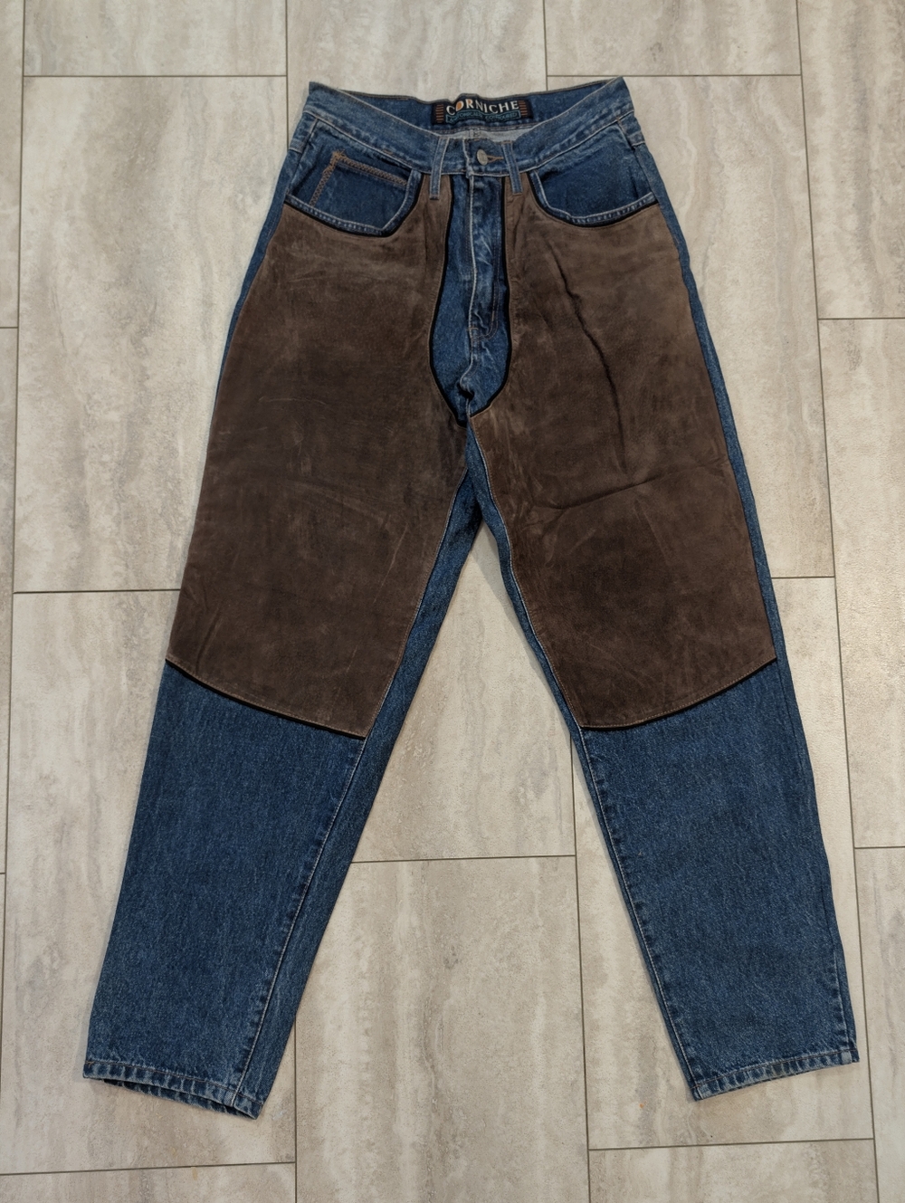 Vintage Corniche High Waisted Suede Chaps Jeans Size 8 Anatomically Contoured